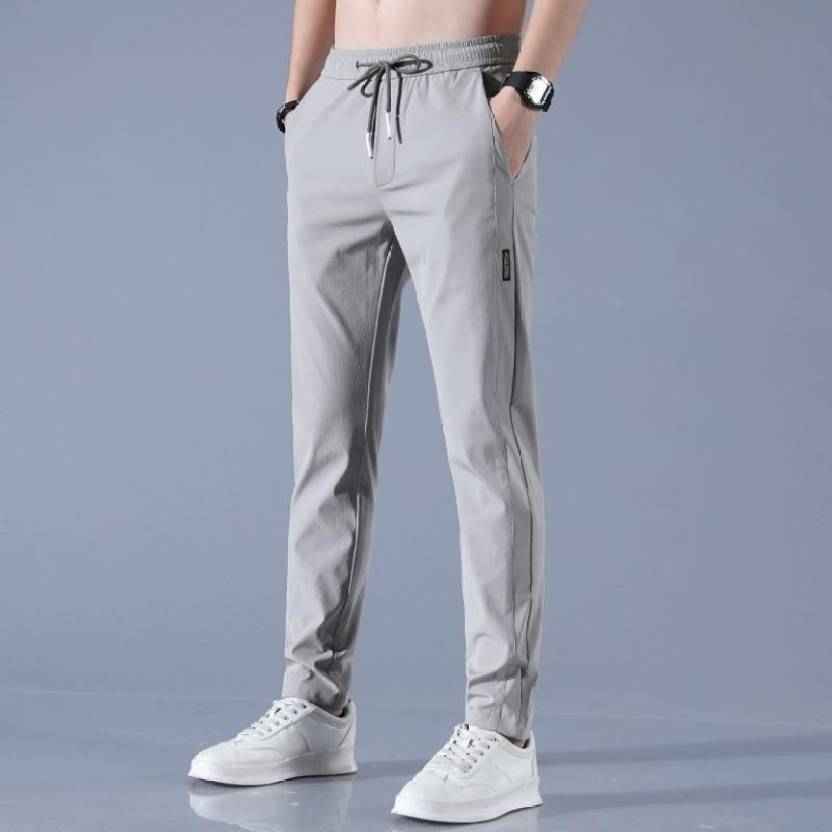 Men Solid Grey Track Pants