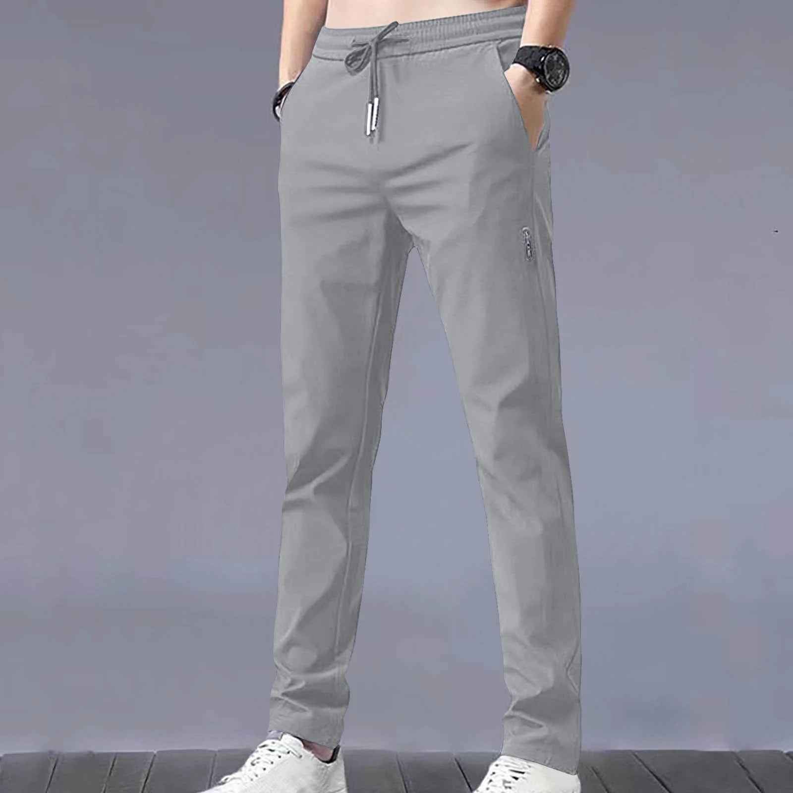 Men Solid Grey Track Pants